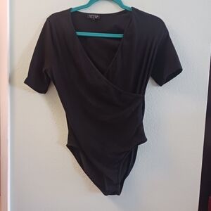 Black Topshop Tight Wrap Bodysuit | Size 8